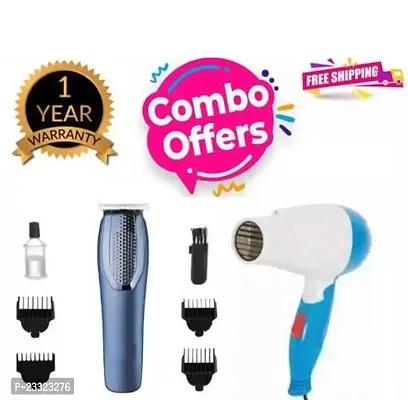 D4STARS Special Combo Offer 1290 Blue Box Hair Dryer + AT-1210 Trimmer In One Combo Pack