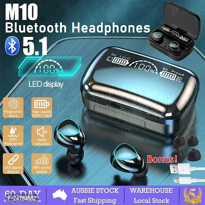 TWS Bluetooth 5.1 Wireless Earbuds Waterproof LED Display Headphone Earphones OZ ( BLACK )-thumb3