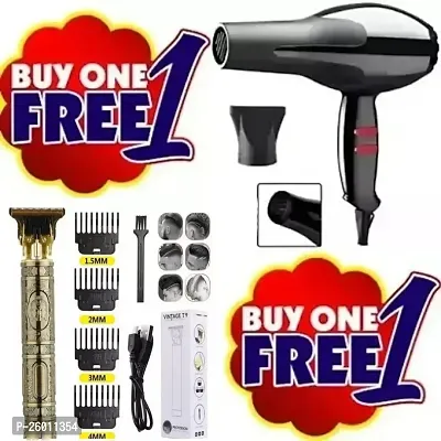 D4STARS Combo !!! PROFESSIONAL HAIR TRIMMER AND HAIR DRYER ( Pack Of 2 ), Metal Maxtop Trimmer With 4 size Clips, 1800 Watt Hair Dryer, Latest Trendy Trimmer, Hair Beard Trimmer For Men Buddha Trimmer