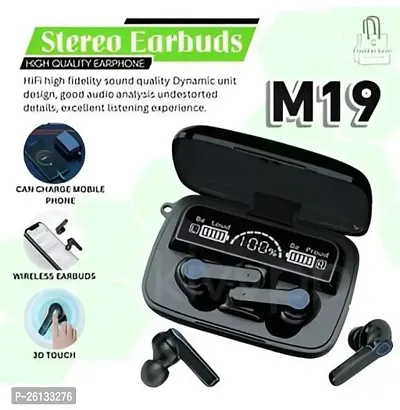 M19 TWS Noise Cancelling Wireless EarBuds in-built 2000 mAh Power Bank Up to 48 Hours Playback Battery with Mic Bluetooth Earbuds/Two pair of foam pads and Micro Usb Charging Cable (Black, True-thumb4