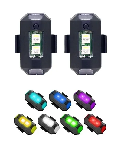(Pack of 2) 7 Color Multipurpose Mini Led Strobe Signal Light Warning Universal for Car, Bike, Scooty, Cycle Helmet, Home Anywhere with Adaptive Flasher  Custom Multicolor Light Modes