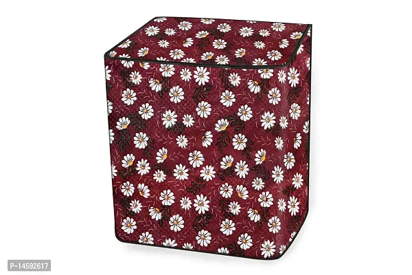 Stylista PVC Washing Machine Cover Compatible for Samsung 9.5 Kg Semi-Automatic Top Loading WT95A4200RR, Floral Pattern Red White-thumb5