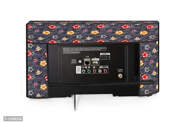 Stylista Printed Polyester LED/LCD TV Cover for 43 Inches All Brands and Models, Floral Pattern Grey-thumb5