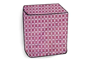 Stylista Washing Machine Cover Compatible for Haier 6.2 kg semi Automatic HTW62-187BO Checkered Pattern Magenta-thumb2