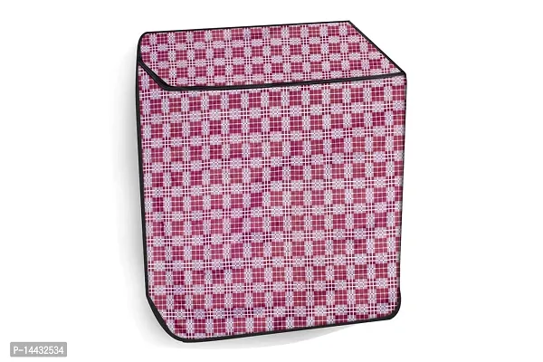 Stylista Washing Machine Cover Compatible for Haier 6.2 kg semi Automatic HTW62-187BO Checkered Pattern Magenta-thumb3