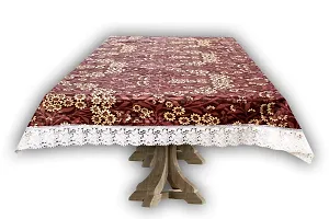 Stylista 8 Seater Dining Table Cover Size 60x108 Inches Floral Pattern Brown-thumb1