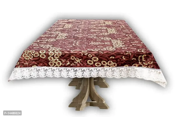 Stylista 8 Seater Dining Table Cover Size 60x108 Inches Floral Pattern Brown-thumb2