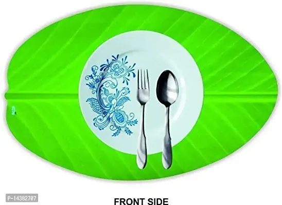 Stylista 6 Units PVC Banana Leaf Shape Dining Table Place Mats 11x17 inches-thumb2