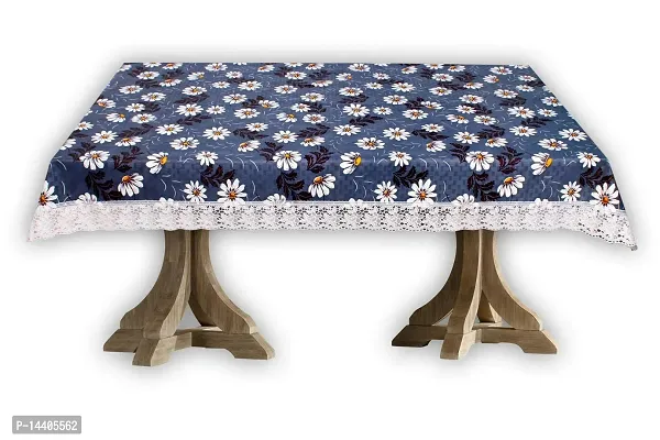 Stylista 8 Seater Dining Table Cover Size 60x108 Inches Floral Pattern Blueish Grey-thumb4