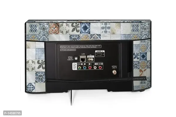 Stylista Printed PVC LED/LCD TV Cover for 43 Inches All Brands and Models, Mosaic Pattern Cream-thumb5