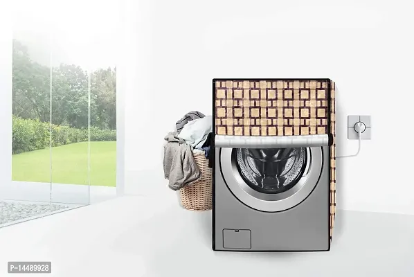 Stylista Washing Machine Cover Compatible for Bosch 7 Kg Inverter Fully-Automatic Front Loading Washing Machine WAJ2426SIN Lattice Pattern Beige-thumb2