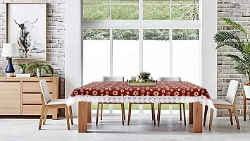 Stylista 8 Seater Dining Table Cover Size 60x108 Inches Floral Pattern Coffee-thumb1