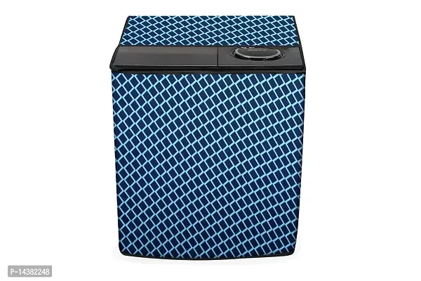 Stylista Washing Machine Cover Compatible for LG 11 kg semi Automatic Top Loading P1145SRAZ Argyle Pattern Blue-thumb0