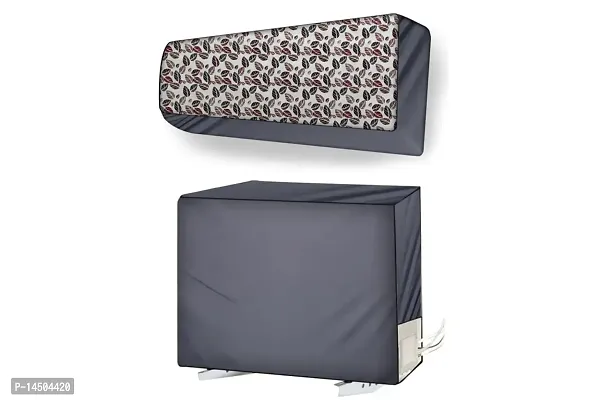 Stylista split ac cover set of indoor and outdoor unit Compatible for 1.5 Ton SAMSUNG AR18NV3HRTS Coral Pattern Grey