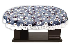 Stylista Oval Dining Table Cover 4 Seater WxL 54x78 inches with White Border lace-thumb2