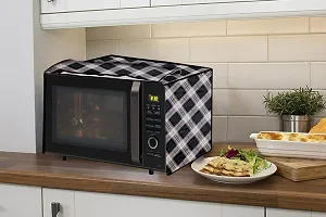 Stylista PVC Microwave Oven Cover for Morphy Richards 20 L Grill 20MBG, Checkered Pattern Cream-thumb2