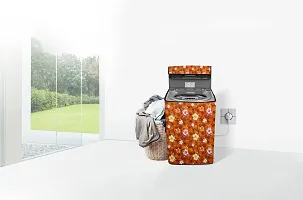 Stylista Washing Machine Cover Compatible for Samsung 7.5 Kg Inverter Fully-Automatic Top Loading Washing Machine WA75T4560BM/TL Floral Pattern Orange-thumb1