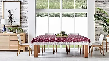 Stylista 8 Seater Dining Table Cover Size 60x108 Inches Floral Pattern Magenta-thumb1