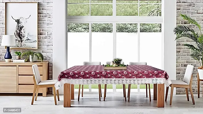 Stylista 8 Seater Dining Table Cover Size 60x108 Inches Floral Pattern Magenta-thumb2