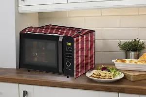 Stylista PVC Microwave Oven Cover for Whirlpool 20 L Grill MW20GW, Plaid Pattern Red-thumb2