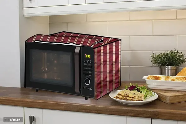 Stylista PVC Microwave Oven Cover for Whirlpool 20 L Grill MW20GW, Plaid Pattern Red-thumb3