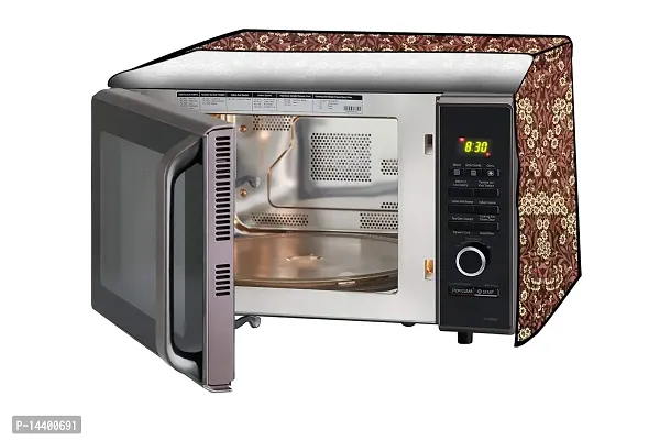 Stylista Microwave Oven Cover for Godrej 30 L GME 530 CF1 PM-BLK Mirror Elec Floral Pattern Beige