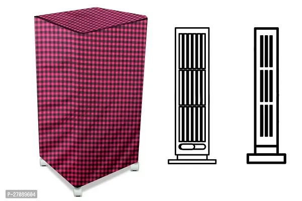 Stylish Air Cooler Cover Compatible For Voltas Vm T35Mh 35 ltr Tower Cooler, Ployester, Gingham Pattern Magenta-thumb0