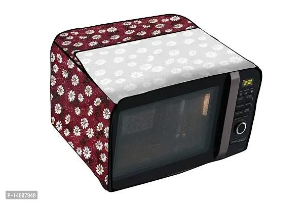 Stylista PVC Microwave Oven Cover for Bajaj 17 L Solo 1701 MT, Floral Pattern Red White-thumb5