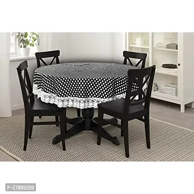 Stylish Waterproof 4 Seater Round Table Cover 60 Inches Diameter Polka Dot Pattern Grey-thumb0