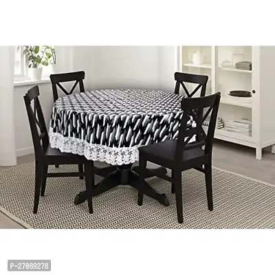 Stylish Waterproof 4 Seater Round Table Cover 60 Inches Diameter Symmetric Pattern Black-thumb0