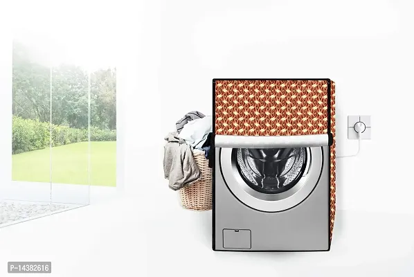 Stylista Washing Machine Cover Compatible for Front Load Bosch WAK24268IN Serie 4 7 Kg Interlocked Ropes Pattern Brown-thumb2