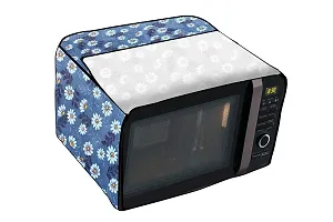 Stylista PVC Microwave Oven Cover for Haier 20 L Convection HIL2001CSPH, Floral Pattern Blueish Grey-thumb4