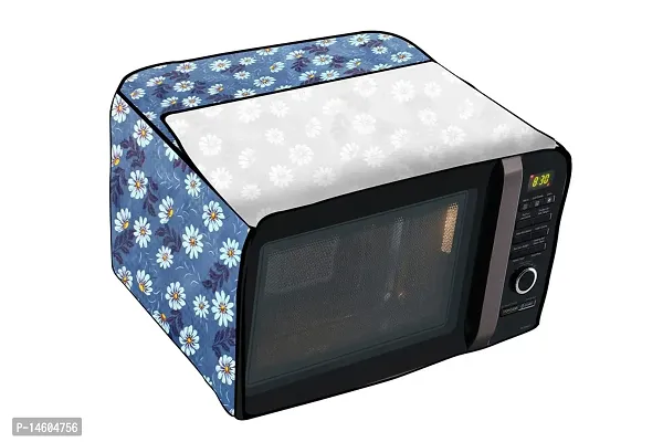 Stylista PVC Microwave Oven Cover for Haier 20 L Convection HIL2001CSPH, Floral Pattern Blueish Grey-thumb5