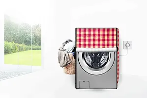 Stylista Washing Machine Cover Compatible for AmazonBasics 7 kg Fully-Automatic Front Load Plaid Pattern Mehroon-thumb1