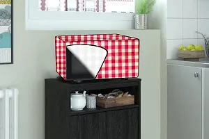 Stylista PVC Microwave Oven Cover for Whirlpool Magicook Classic 20L Solo, Plaid Pattern Maroon-thumb1