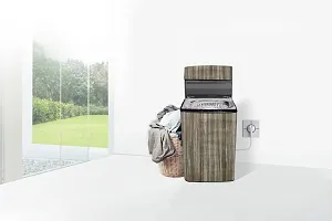 Stylista PVC Washing Machine Cover Compatible for Samsung 7 Kg Fully-Automatic Top Loading WA70A4002GS, Wooden Pattern Coffee-thumb1