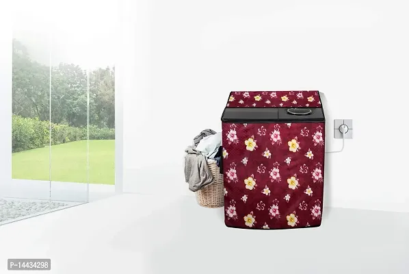 Stylista Washing Machine Cover Compatible for Samsung 11.5 Kg Semi-Automatic Top Loading WT11A4600LL, Floral Pattern Red-thumb2