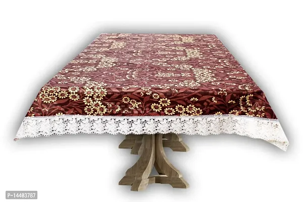 Stylista 10 Seater Dining Table Cover Size 60x120 Inches Floral Pattern Brown-thumb2