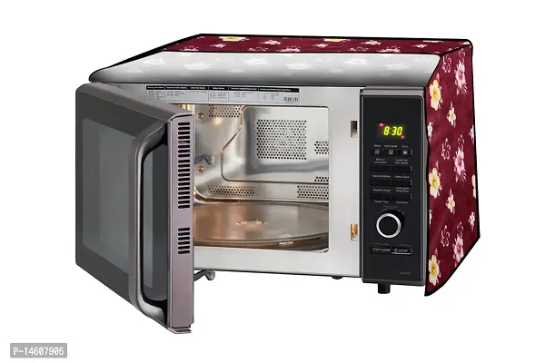 Stylista Microwave Oven Cover for Godrej 30 L Convection InstaCook GMX 30 CA1 SIM Floral Pattern Red-thumb0