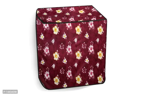 Stylista Washing Machine Cover Compatible for Samsung 11.5 Kg Semi-Automatic Top Loading WT11A4600LL, Floral Pattern Red-thumb3