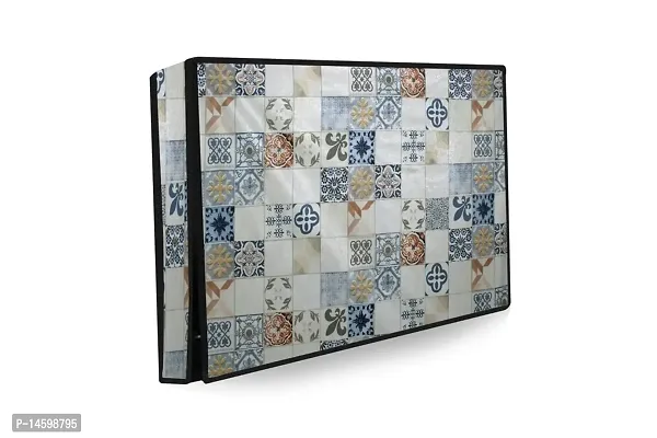 Stylista Printed PVC LED/LCD TV Cover for 43 Inches All Brands and Models, Mosaic Pattern Cream-thumb0