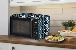 Stylista PVC Microwave Oven Cover for Whirlpool 20 L Solo Magicook Classic-20L, Lattice Pattern Blue-thumb2