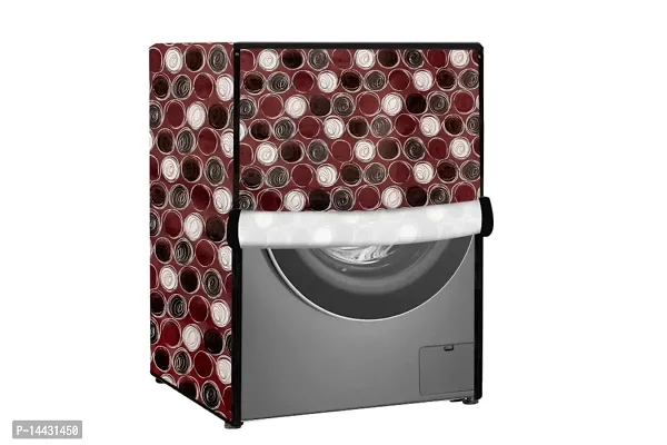 Stylista Washing Machine Cover Compatible for AmazonBasics 6 kg Fully-Automatic Front Load Abstract Pattern Maroon