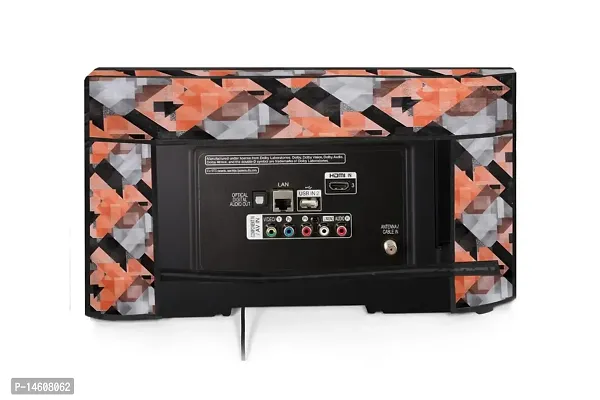 Stylista Printed PVC LED/LCD TV Cover for 40 Inches All Brands and Models, Chekered Pattern Orange-thumb5