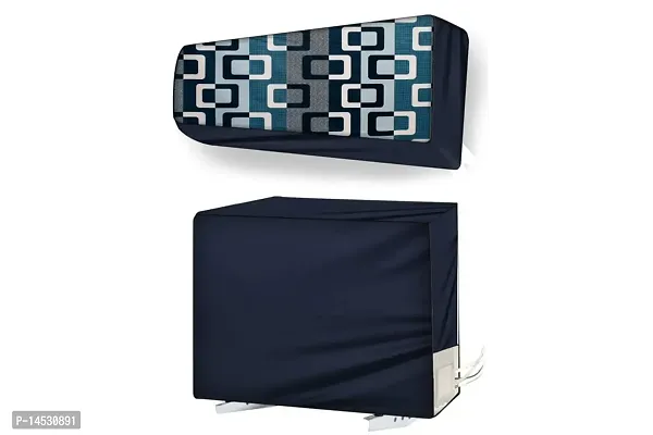 Stylista split ac cover set of indoor and outdoor unit Compatible for 2 Ton VOLTAS 243 CZZ Lattice Pattern Blue