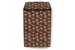 Stylista PVC Washing Machine Cover Compatible for Godrej 6.1 Kg Fully-Automatic Top Loading WT 610 ES, Floral Pattern Coffee Brown-thumb2