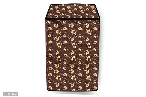 Stylista PVC Washing Machine Cover Compatible for Godrej 6.1 Kg Fully-Automatic Top Loading WT 610 ES, Floral Pattern Coffee Brown-thumb3