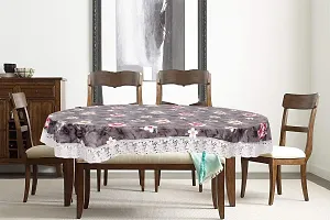 Stylista 8 Seater Oval Dining Table Cover WxL 60x108 inches with White Border lace-thumb1