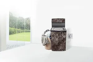 Stylista PVC Washing Machine Cover Compatible for LG 7.5 KG Fully-Automatic Top Loading T75SKSF1Z, Marble Pattern Brown-thumb1