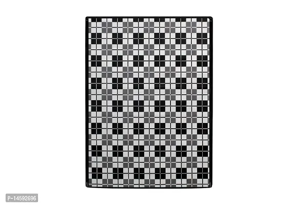 Stylista PVC Washing Machine Cover Compatible for Samsung 7 Kg Fully-Automatic Front Loading WW70J42E0KW, Checkered Pattern Black-thumb3